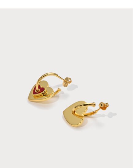 Red Heart Gold Earrings4