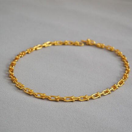 Gold Minimalist U shaped Stitching Thick Chain 3