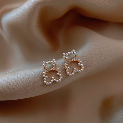 bear shape pearl earrings 2