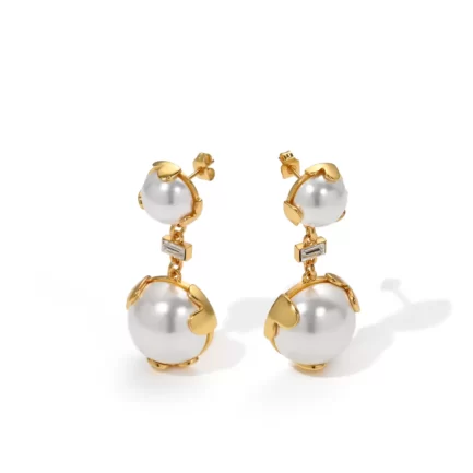 double pearl earrings