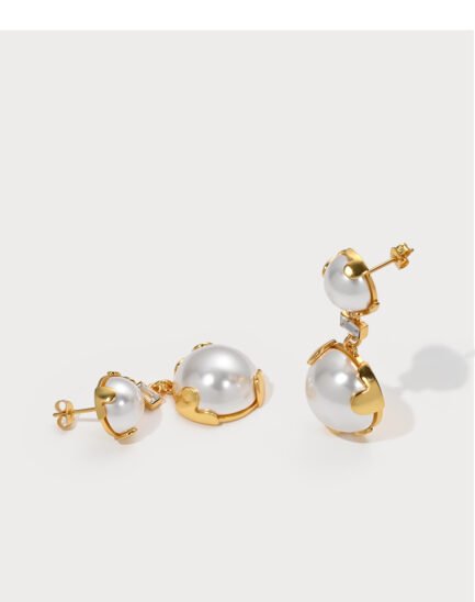 double pearl earrings