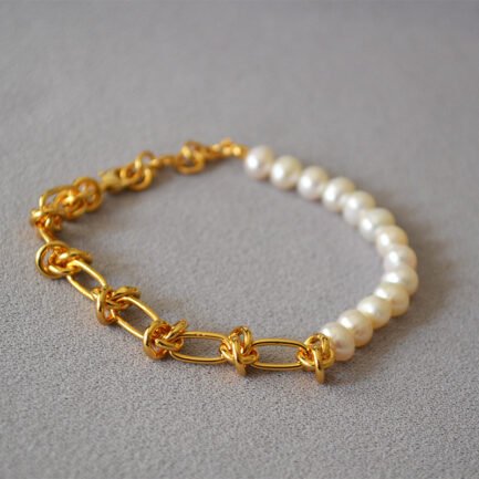 knotted gold pearl bracelets 1