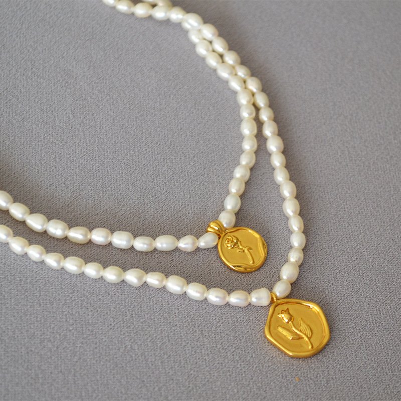 small pearl necklace designs in gold 10