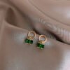 square Green diamond earrings1