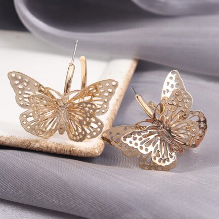 gold butterfly earrings hoops 5